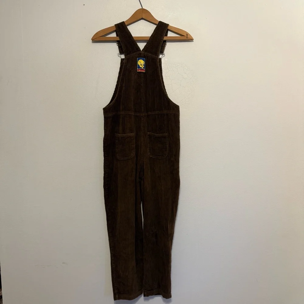 Vintage Y2K Looney Tunes Tweety Bird Corduroy Bib Overalls Girls Size 12 Cotton